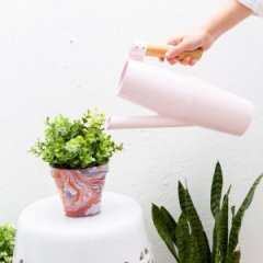 How to Create DIY Marbled Planters With Nail Polish