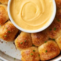 Stuffed Pretzel Dippers with Cheesy Mustard Dip Stuffed Pretzel Dippers with Cheesy Mustard Dip