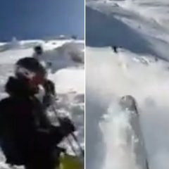 The Terrifying Moment Skiers Are Swept Away by Avalanche The Terrifying Moment Skiers Are Swept Away by Avalanche