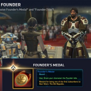 Star Wars: The Old Republic Exclusive Founder&rsquo;s Medal & Title
