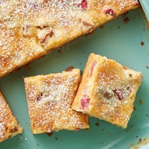 Rhubarb Gooey Butter Cake Bars
