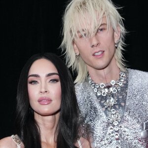 Megan Fox & MGK Totally Match In Silvery Outfits At The Grammys
